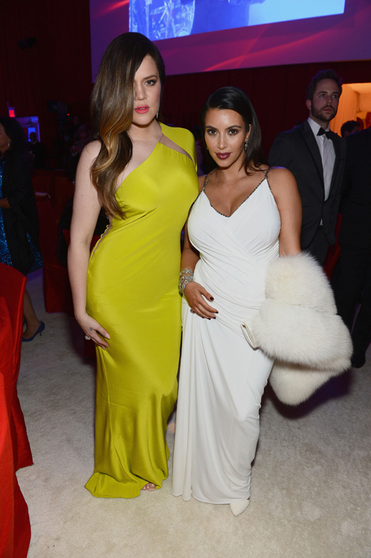 Khloe Kardashian and Kim Kardsahian at -Elton John Oscar 2013 Viewing Party