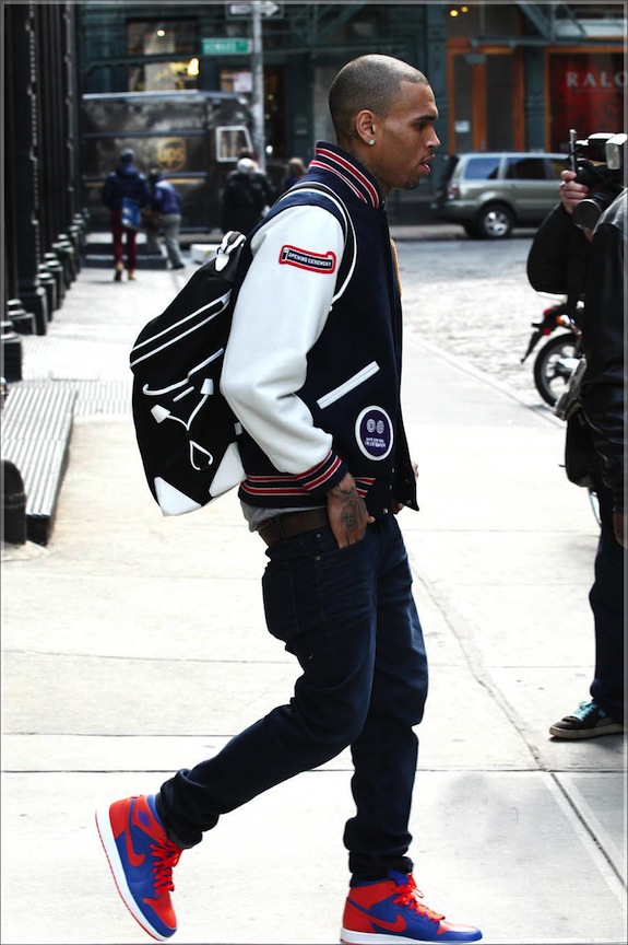 Chris Brown in Opening Ceremony's Patch Jacket www.jinnaloves.comPic2